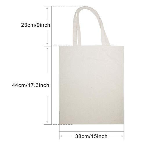 WOWSEA Natural Canvas Tote Bags, 4 pcs Reusable 24oz Shopping Bag DIY pattern for Crafting and Decorating Sturdy Washable Grocery Tote Bag (Beige) - Image 4