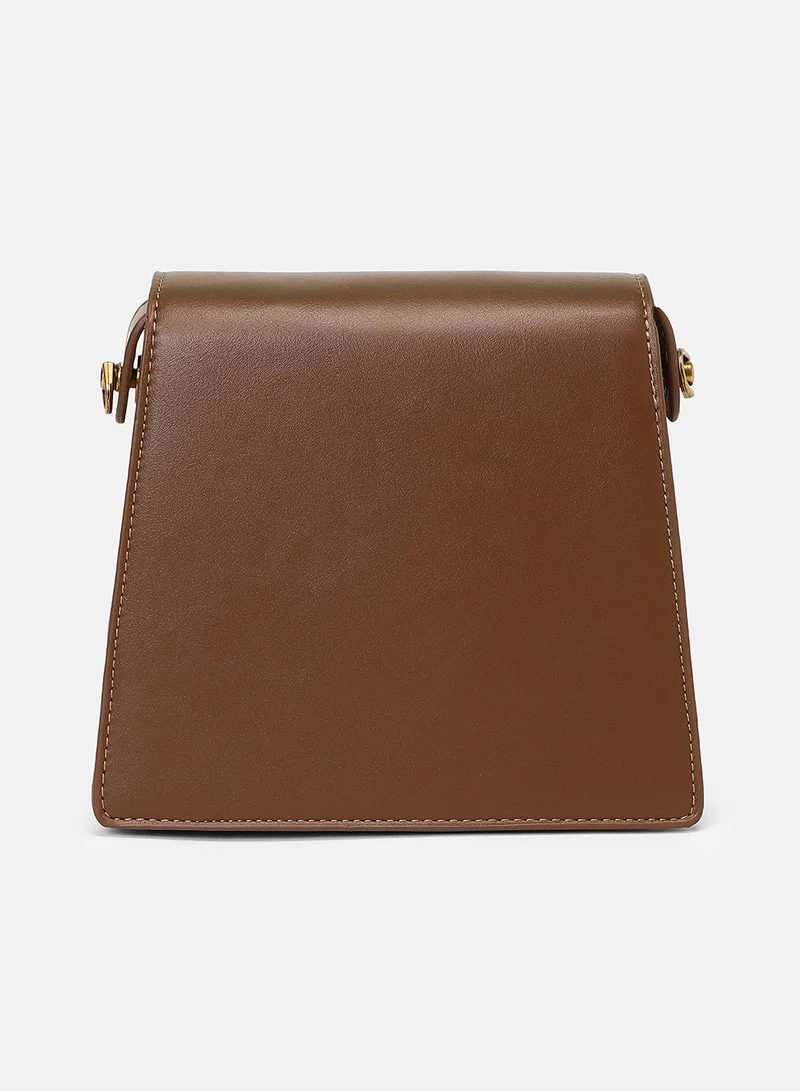 Haute Sauce Colour block Interlock Regular Vegan Leather Sling Bag with Detachable Strap For Women