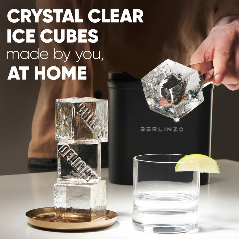 Berlinzo Premium Clear Ice Cube Maker with Conversation Ice Prints â€“ 2 Large 2.1" Crystal Clear Ice Squares â€“ Giftable Idea for Party, Game Night & Just for Fun â€“ Includes Storage Bag (Non-Electric) - Image 3