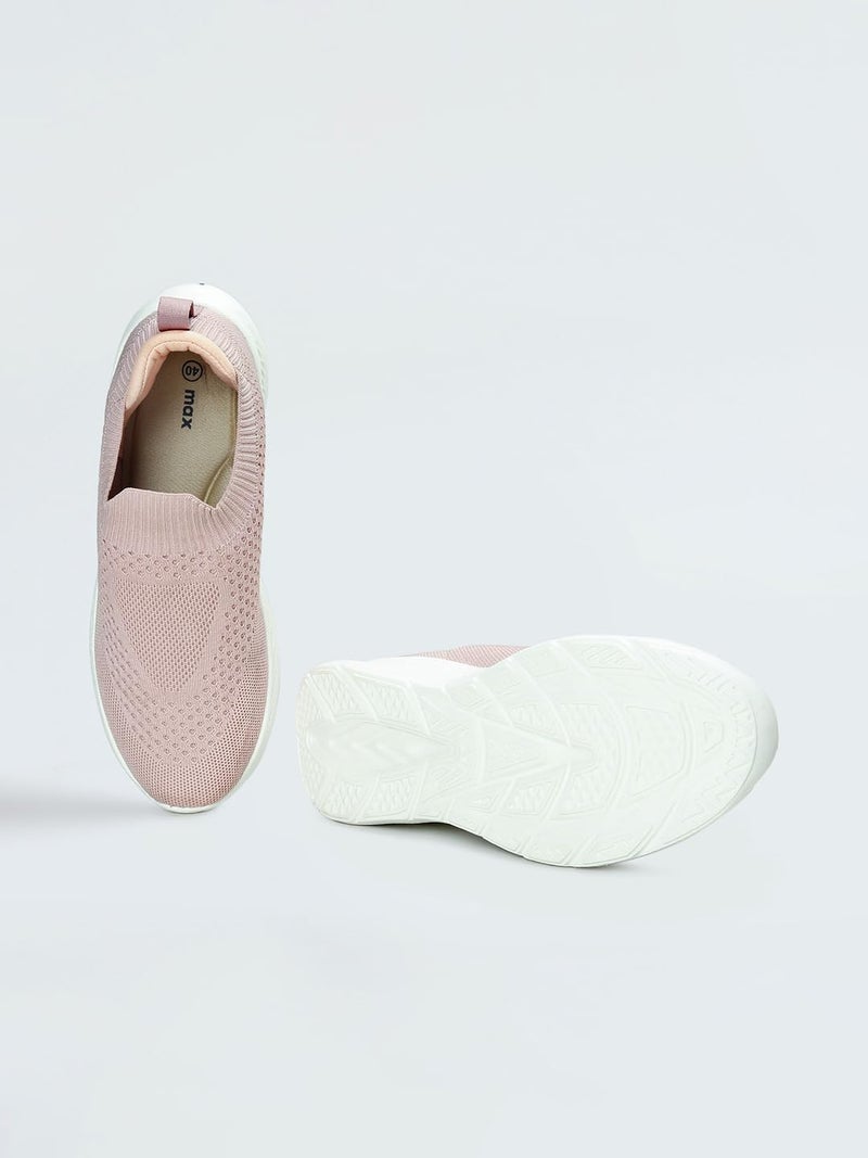 Max Women Knit Slip-On Sports Shoes, Beige, 36 - Image 5