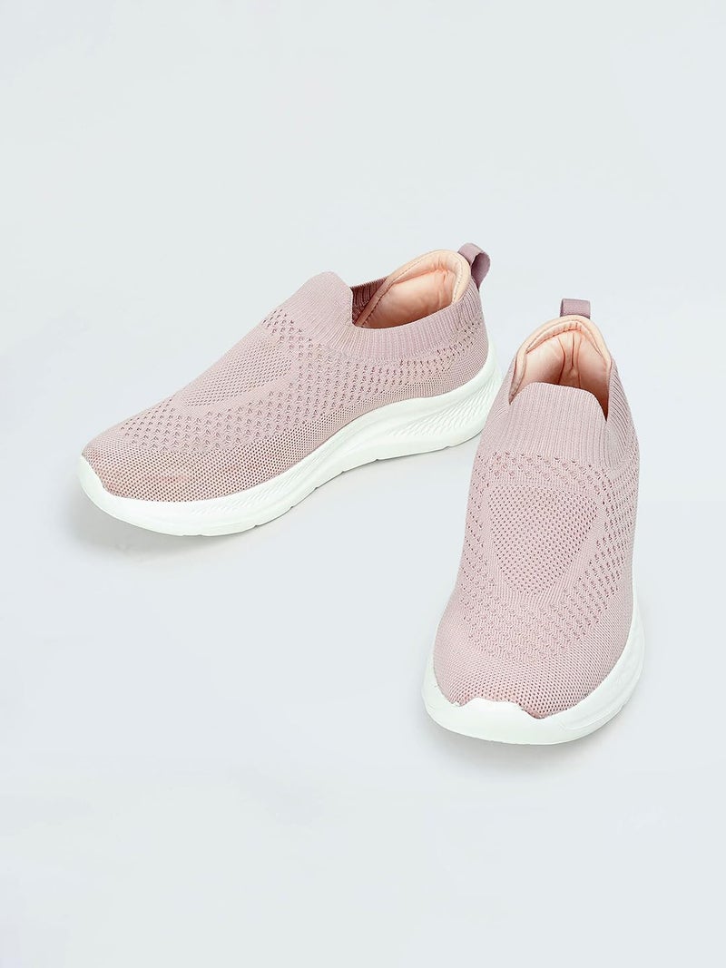 Max Women Knit Slip-On Sports Shoes, Beige, 36 - Image 2