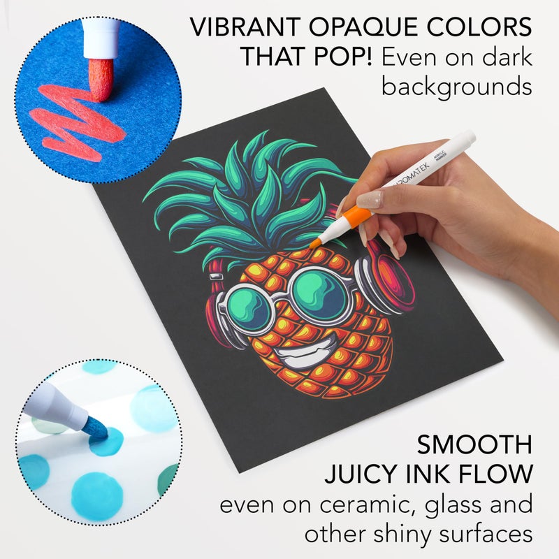 CHROMATEK 48 Colors Acrylic Paint Markers, 2mm Fine Tip Waterproof Paint Pens for Rock, Glass, Ceramic, Wood, DIY, Plastic, Fabric, Painting, Drawing & Art Supplies, Markers for Kids - Image 2