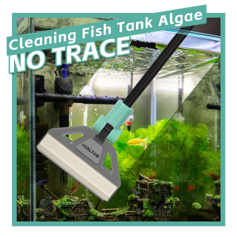 UPETTOOLS Algae Scraper for Glass Aquariums, 2 in 1 Adjustable Algae Scraper with 5 Stainless Steel Blades and Cleaning Brush, Aquarium Glass Cleaning Tools for 20-40 Gallon Fish Tank - Image 2
