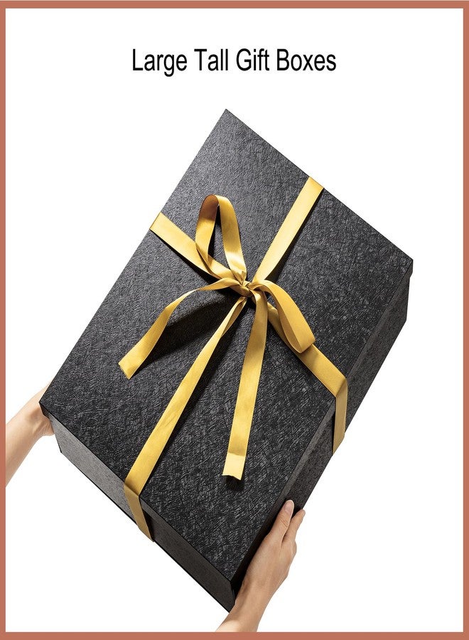 Mefleet علبة هدايا كبيرة من ميفليت، مقاس 17×13×5 بوصة، مع غطاء، عبوة واحدة. علب هدايا كبيرة سوداء داكنة، مثالية لأعياد الميلاد، عيد الحب، عيد الأم، وعيد الميلاد، وعيد الحب. تحتوي على ورق مجعد، وشريط، وبطاقة. - Image 5