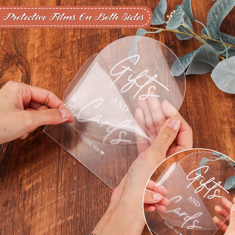 KOSKIMER 2pcs Clear Acrylic Wedding Signs - 5x7 Inch Modern Ceremony & Reception Signage with Holder - Image 5