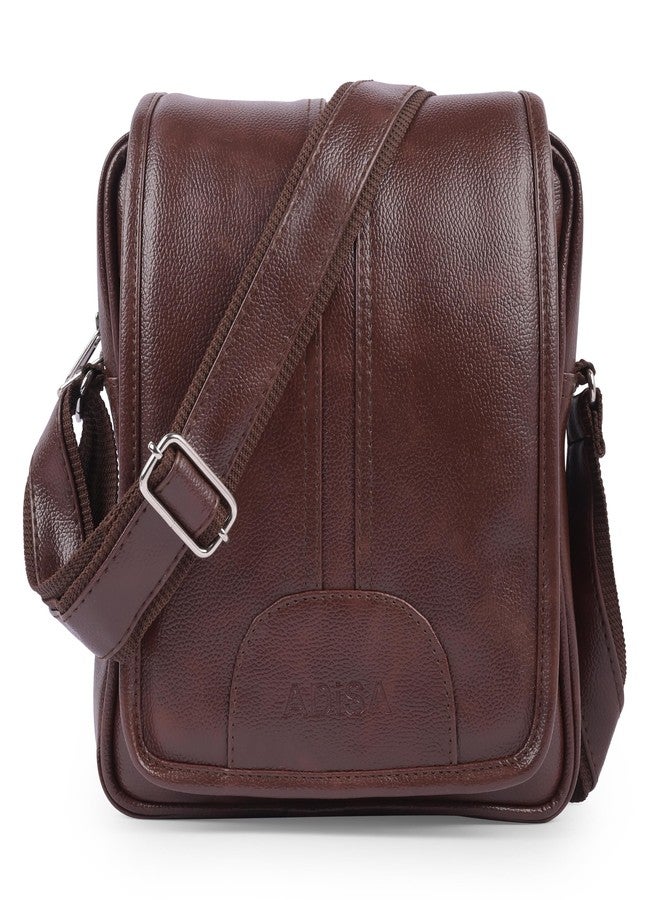 ADISA Faux Leather Unisex Cross Body Travel Office Messenger Sling Bag (MS9015-BRO) - Image 1