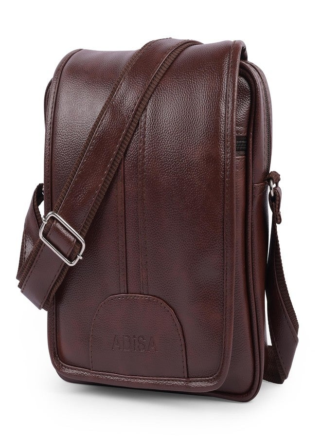 ADISA Faux Leather Unisex Cross Body Travel Office Messenger Sling Bag (MS9015-BRO) - Image 3