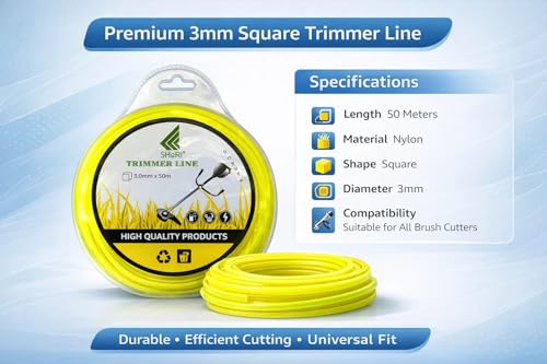 SHoRI Heavy‑Duty 3 mm × 50 m Square Nylon Trimmer Line – Tap‑&‑Go, Universal Fit, Multi-Colour (Random) – Ultimate Durability & Value for Brush Cutters - Image 2