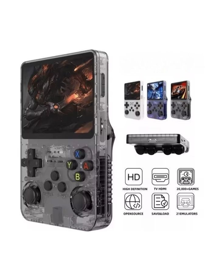 جهاز ألعاب محمول كلاسيكي R36S (سعة 128 جيجابايت، أكثر من 20000 لعبة) - شاشة IPS عالية الدقة 3.5 بوصة، محاكي محمول لأجهزة PSP وPS1 وN64 | جهاز ألعاب فيديو كلاسيكي صغير | عصا تحكم ثلاثية الأبعاد مزدوجة | جهاز ألعاب أسود - هدية - Image 2