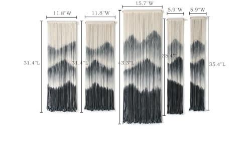 IOWER Large Macrame Wall Hanging 5Pcs Handmade Dip-Dyed Mountain Wall Decor Combination Suspension Bedroom Living Room Modern Fiber Yarn Wall Art - Image 5