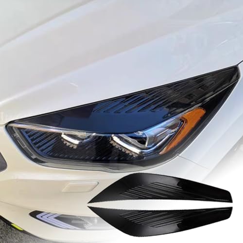 FDAIUN Headlight Eyebrow Car Eyelids Sticker Cover Decal Trim ABS Styling Sticker for Ford Escape Kuga 2017 2018 2019 Exterior Accessories 2Pcs (Glossy Black) - Image 1