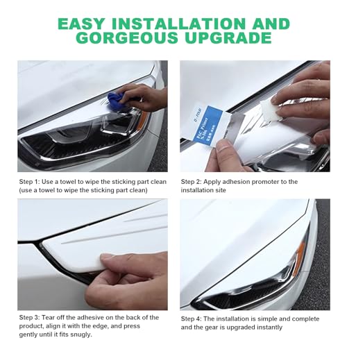 FDAIUN Headlight Eyebrow Car Eyelids Sticker Cover Decal Trim ABS Styling Sticker for Ford Escape Kuga 2017 2018 2019 Exterior Accessories 2Pcs (Glossy Black) - Image 5