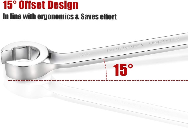 ARUCMIN Flare Nut Wrench Set,12-Piece Chrome Vanadium Steel Line Wrench Set SAE & Metric 1/4"-7/8" and 6-21mm with Organizer Box - Image 4