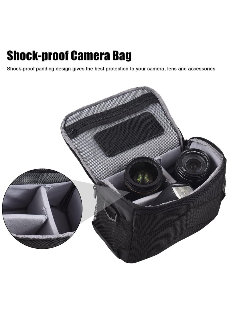 Hihonor Padded Camera Bag Travel Camera Shoulder Bag Water-Resistant Shock-Proof Camera Case Messenger Bag for DSLR/SLR/Mirrorless Camera Case with Removable Dividers  - Image 4