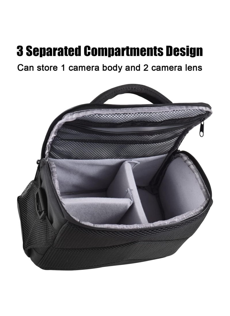 Padded Camera Bag Travel Camera Shoulder Bag Water-Resistant Shock-Proof Camera Case Messenger Bag for DSLR/SLR/Mirrorless Camera Case with Removable Dividers