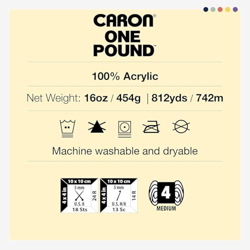 Caron One Pound Solids Yarn, 16oz, Gauge 4 Medium, 100% Acrylic - Lace - For Crochet, Knitting & Crafting ( 1 Piece ) - Image 5