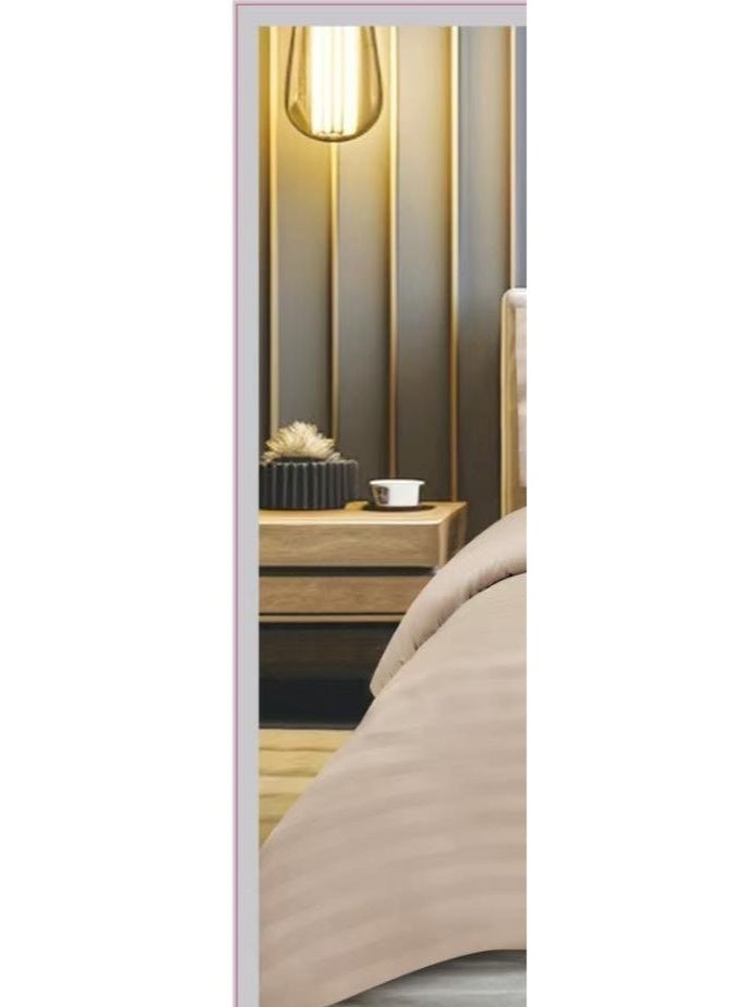 مون طقم مفرش نفرين فندقي فخم بتصميم مقلم من خامة القطن لتعيش رفاهية الفنادق مقاس 240*260 سم - Image 2