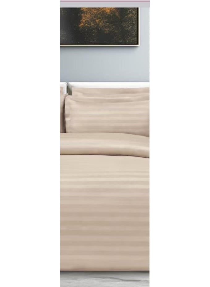 مون طقم مفرش نفرين فندقي فخم بتصميم مقلم من خامة القطن لتعيش رفاهية الفنادق مقاس 240*260 سم - Image 4