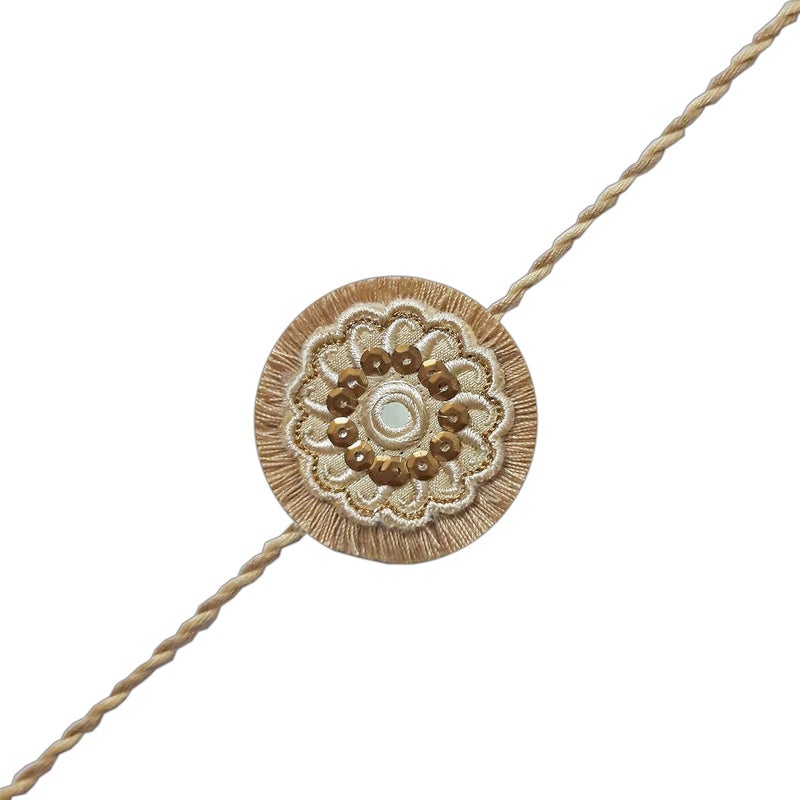 MASQ by Q-One Designer Rakhi Combo Set with Roli Chawal & Moli for Men (Pack of 3) | Embroidered Handcrafted Raksha Bandhan Bracelet for Brother - Image 3