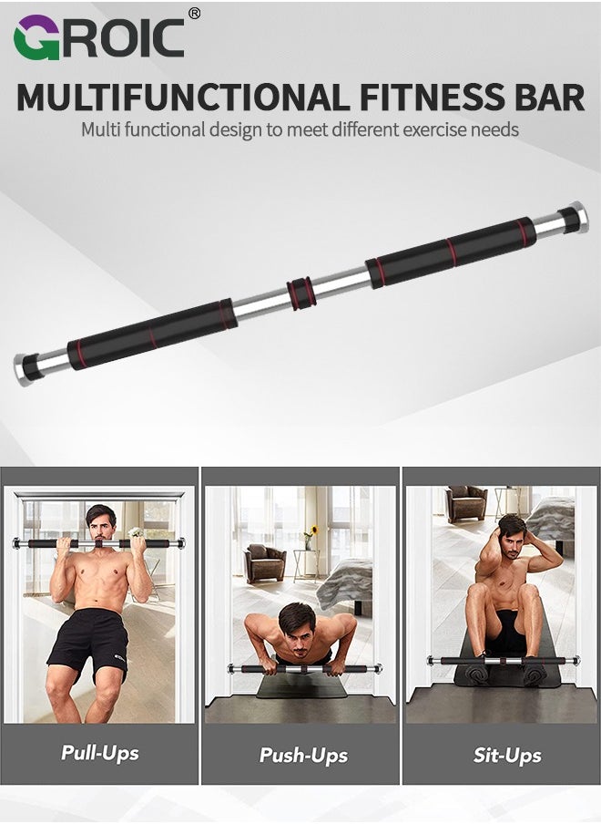 GROIC Pull Up Bar Chin Up Bar with Kids Gymnastic Rings, Adjustable 80~130 CM Door Horizontal Bars with Kids Gymnastic Rings Pull up Rings for Home Workout Gym Training Workout Bar Sport Fitness  - Image 5
