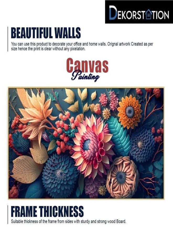 DEKORSTATION Stunning Artwork Floral Kaleidoscope Multi Color Floating Framed Canvas Wall Painting for Home and Office Décor (18 Inch W x 12 Inch H) - Image 4