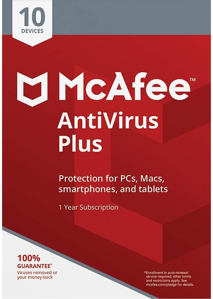 Trusted all-purpose quality AntiVirus Plus, for PC or Mac, 10 Devices, 1 Year Subscription Trendy flexible practical build