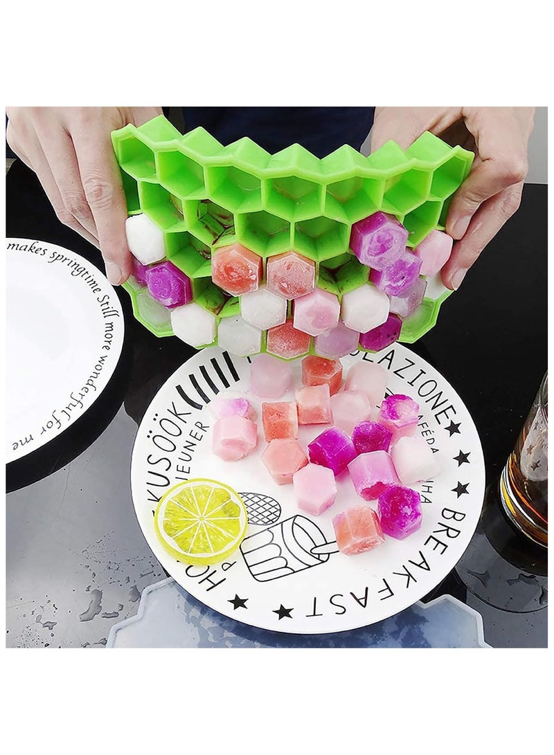 DELGREEN Honeycomb Reusable Ice Molds Cubes Tray Bundle 3 Pack Silicone Small Ice Cube Tray with Cover Honeycomb Ice Ball Mold For Ice Making - Image 4