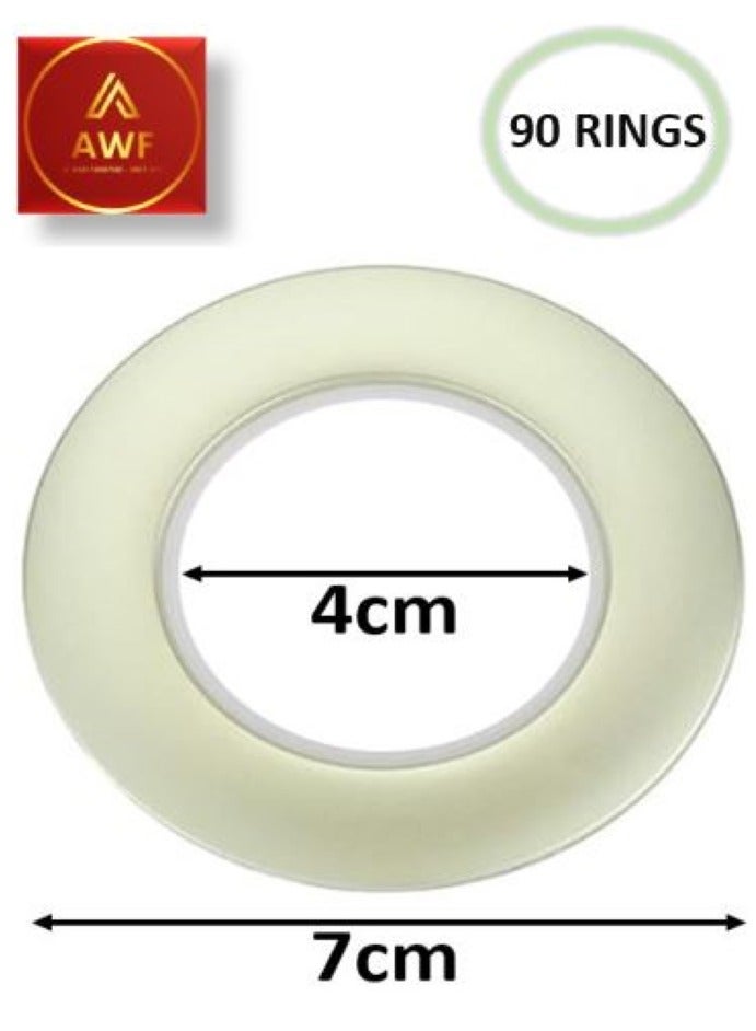 AL WADI FURNITURE AWF Al Wadi Furniture Pack of 90 Brass Curtain Grommets Round Plastic Curtain Eyelet Rings with nano-scale silencer ring, DIY Rings for Window Curtain, Shower Curtain, Locker Room Door Curtain  - Image 2