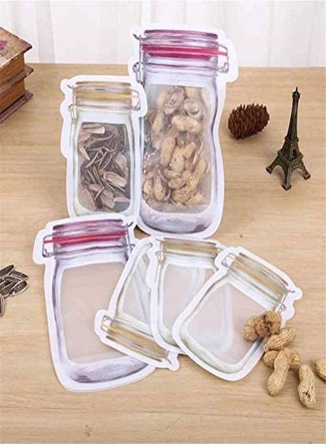 AASHRIT 3 Pcs Jar Botles Bag, Zip Lock Bags for Fridge Storage, Bottle Shape Storage Pouch, Mason Jar Bottle Bags Plastic Storage Pouch Airtight Seal Storage Bag (Multicolor) - Image 1