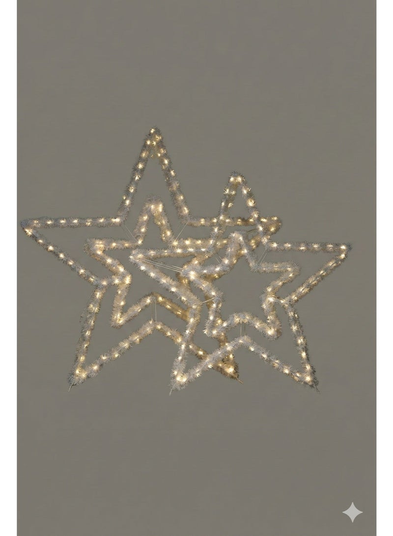 Ramadan Crescent نجمة رمضان LED للزينة المنزلية لعيد رمضان وعيد الميلاد ورأس السنة البيضاء 120 سم - Image 1