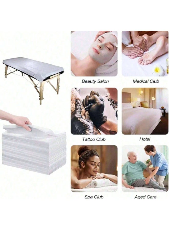 كيلا 100 قطعة شراشف سرير يمكن التخلص منها غير المنسوجة، مقاس 31 × 71 بوصة، قابلة للتنفس، مثالية للسبا، التدليك، الوشم، الفنادق، الصالونات والسفر، ألوان: أبيض، وردي، أزرق - Image 4