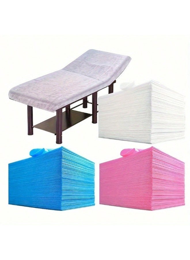 كيلا 100 قطعة شراشف سرير يمكن التخلص منها غير المنسوجة، مقاس 31 × 71 بوصة، قابلة للتنفس، مثالية للسبا، التدليك، الوشم، الفنادق، الصالونات والسفر، ألوان: أبيض، وردي، أزرق - Image 3