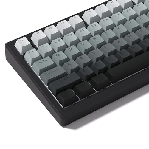 Rainy75 PBT Key caps, Double Shot Shine Through Custom Keycaps, Gradient Keycaps Cherry Profile, Minimalist Style Keyboard Keycap for Mechanical Keyboard (Grey) - Image 1