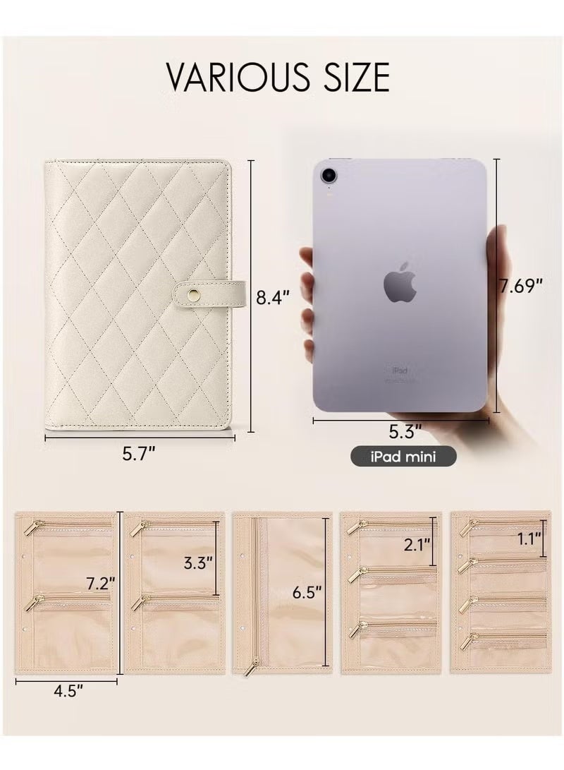 حقيبة تنظيم مجوهرات للسفر، جيوب شفافة لحفظ الأقراط والأساور والقلادات والخواتم، صندوق تخزين صغير للنساء، لون أبيض. - Image 5