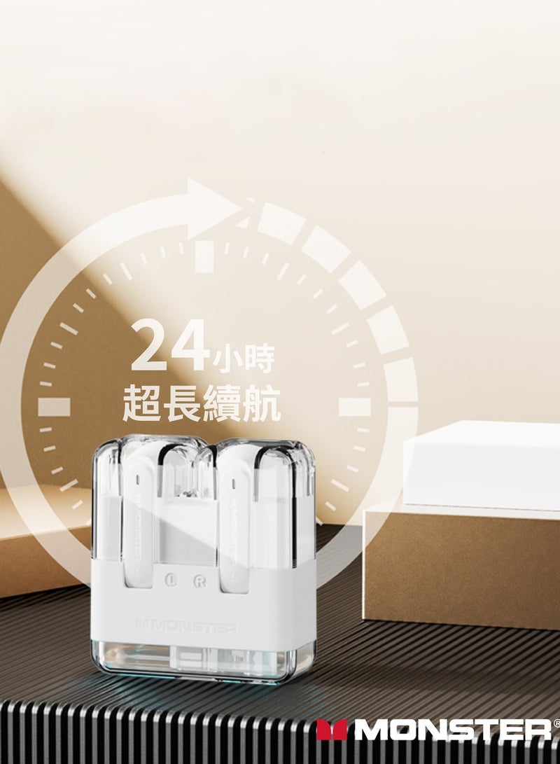 Monster XKT12 Wireless Bluetooth Earbuds Gaming Headphones Deep Bass Low Latency Game Headset with Built-in Microphone For Gaming Noise Canceling Headsets White - Image 3