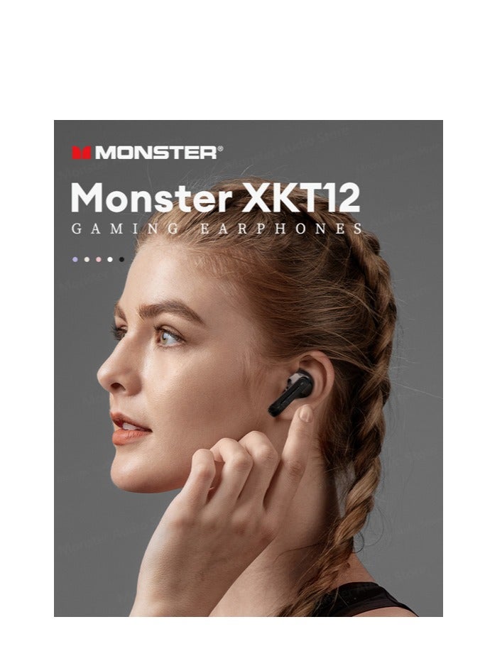 Monster XKT12 Wireless Bluetooth Earbuds Gaming Headphones Deep Bass Low Latency Game Headset with Built-in Microphone For Gaming Noise Canceling Headsets White - Image 1