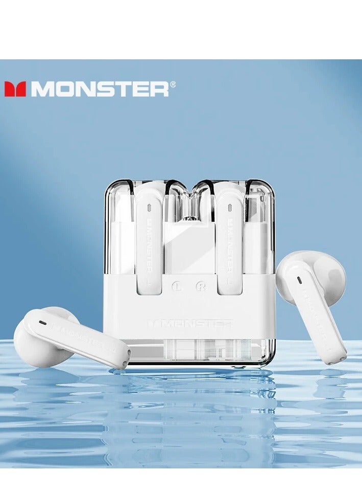 Monster XKT12 Wireless Bluetooth Earbuds Gaming Headphones Deep Bass Low Latency Game Headset with Built-in Microphone For Gaming Noise Canceling Headsets White - Image 2