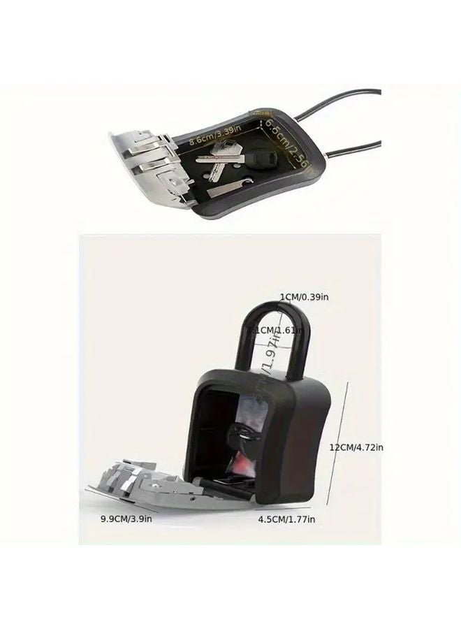 Black Weather Resistant Portable Key Lock Box 4 Digit Resettable Code Wall Mount Outdoor - Image 5