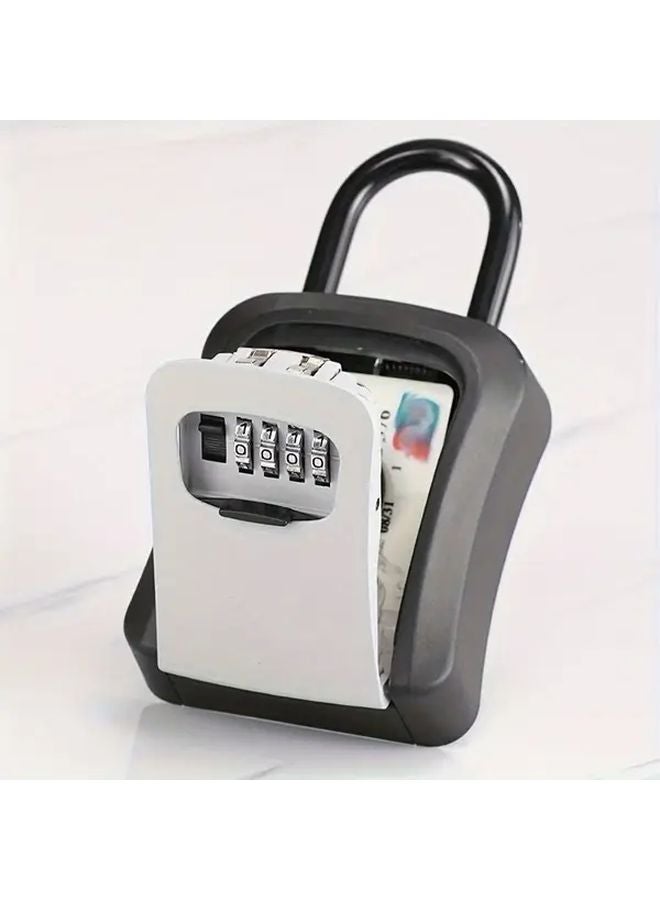 Black Weather Resistant Portable Key Lock Box 4 Digit Resettable Code Wall Mount Outdoor - Image 4