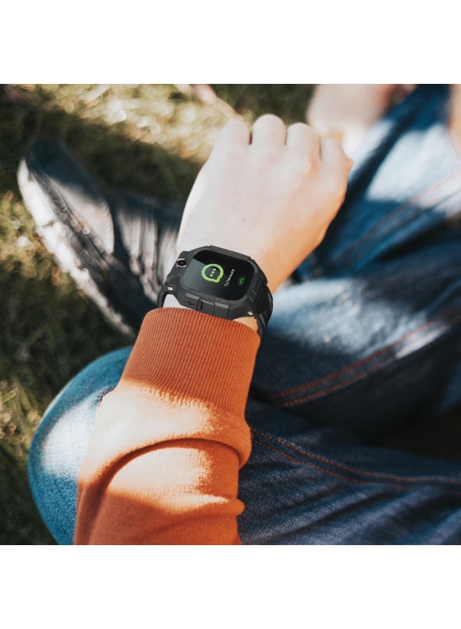جرين ليون ساعة ذكية للأطفال من السلسلة 5 / مكالمات عبر شبكة الجيل الثاني GSM / تتبع GPS / كاميرا عالية الدقة / تدعم شريحة نانو SIM / تحكم أبوي عبر تطبيق / شاشة 1.4 بوصة / متوافقة مع نظامي أندرويد وiOS - أسود - Image 2