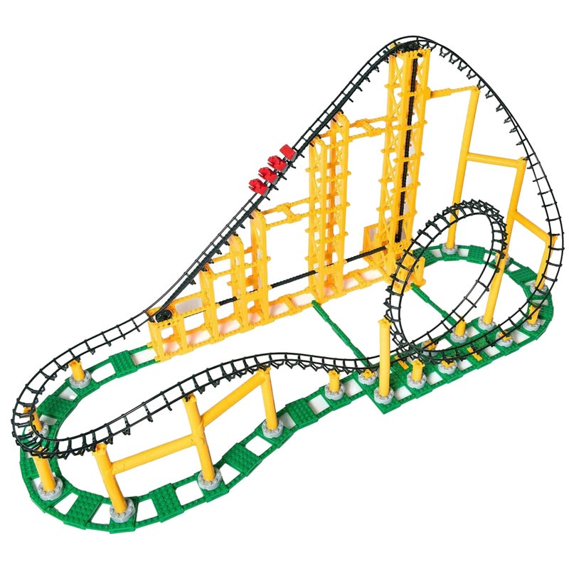 CDX Blocks Sidewinder 825 Pieces Building Brick Set Gravity Powered Looping Coaster Model Promotes STEM Learning