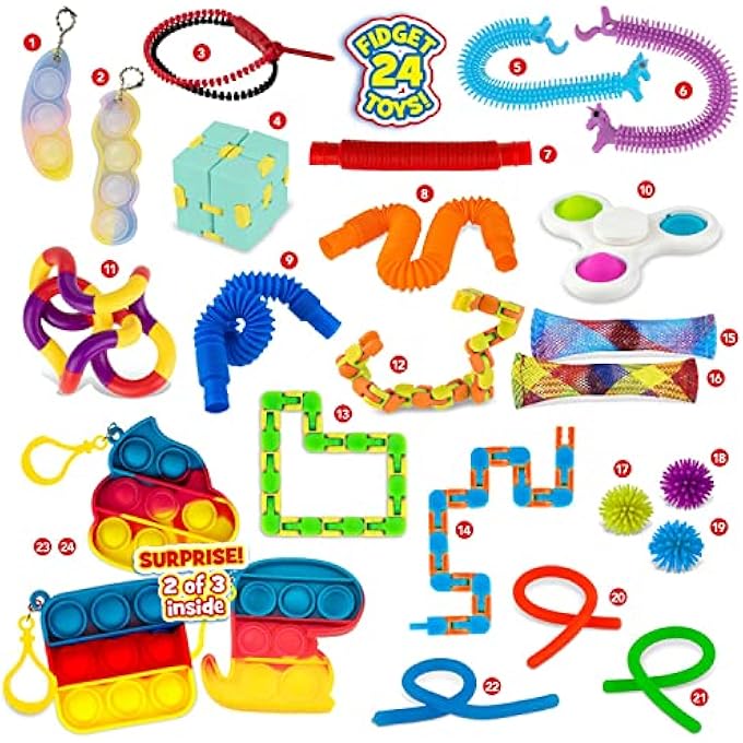 CRAZE PressNPop Press N My Box Maxi 24 Toys Anti-Stress Toy Set with Pop It Key Hanger Cube Fidget Spinner and Much More 38147, Beautiful Colour Combinations - Image 4