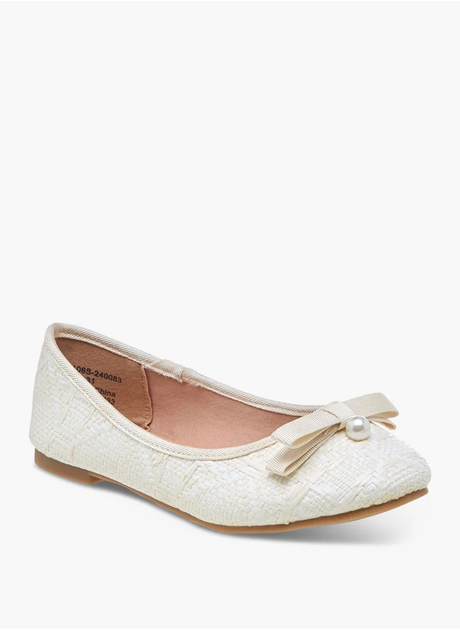 Little Missy Bow Applique Slip-On Ballerina Shoes