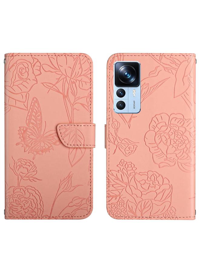 The Bros Case For Xiaomi Redmi K50 Ultra/12T/12T Pro HT03 Skin Feel Butterfly Embossed Flip Leather Phone Case