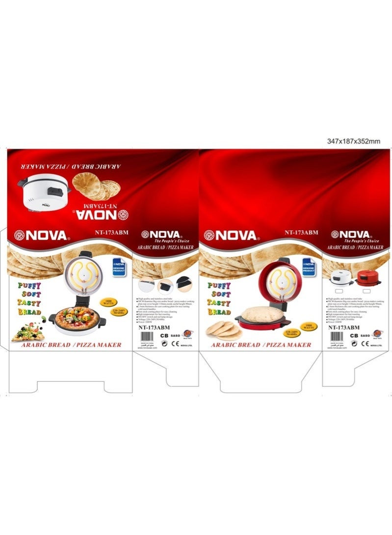 NOVA NT-173ABM 1800W Arabic Bread and Pizza Maker Electric Flat Bread Cooker Non Stick Surface Fast Heating Compact Design for Pita Saj Flatbread and Homemade Pizza - Image 4