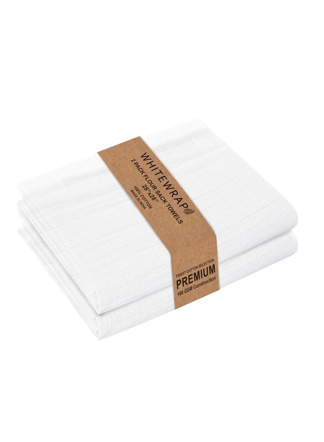 Whitewrap Flour Sack Towels 2 Pack – 28"x28" White Cotton Kitchen Towels for Crafts, Embroidery, Dish Drying, Baking & Bread Proofing – Thick, Absorbent & Quick Dry - Image 1