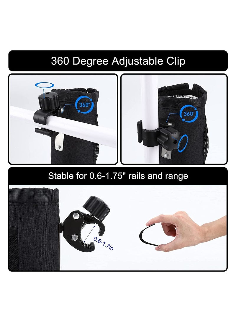 SYOSI Universal Cup Holder with Phone Holder,Insulated Cooler Cup Holder for Stroller, Bike, Motorcycle,Wheelchair, Walker, ATV, Scooter, Marine Boat,Golf Cart,Black - Image 2