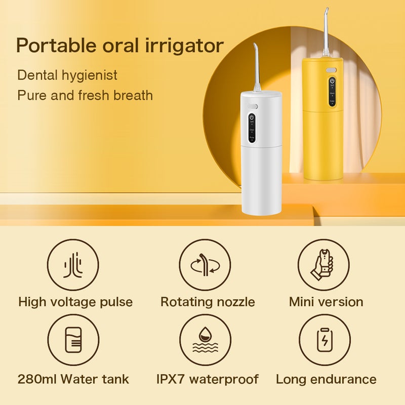 Portable Water Flosser for Teeth Household Oral Irrigator Three Gears IPX7 Waterproof Detachable 280ML Water Pick Tank for Travel - Image 2