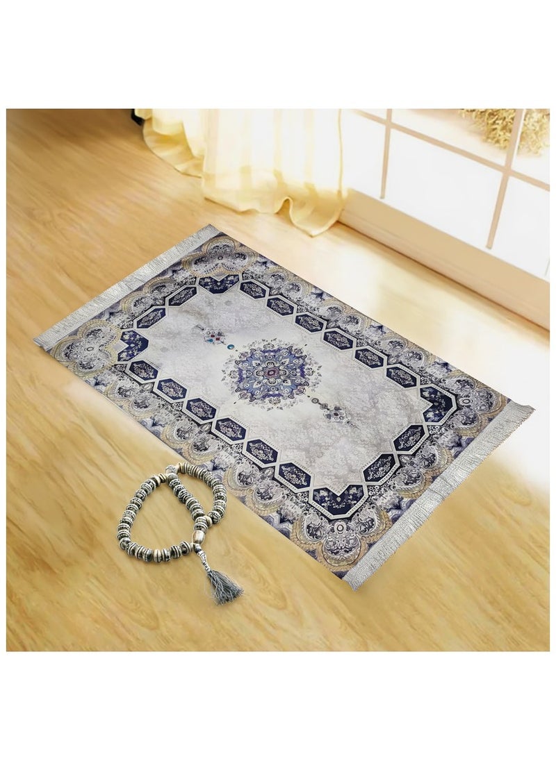  انتكس بيت الستائر سجادة صلاة من INtex Home Velvet - قماش مطبوع مبطن بطبقة مانعة للانزلاق - تصميم تركي عصري - 70 × 110 سم  - Image 1