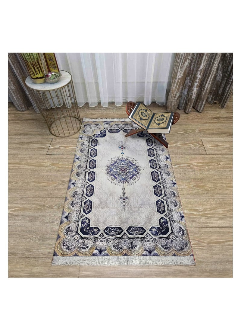  انتكس بيت الستائر سجادة صلاة من INtex Home Velvet - قماش مطبوع مبطن بطبقة مانعة للانزلاق - تصميم تركي عصري - 70 × 110 سم  - Image 2